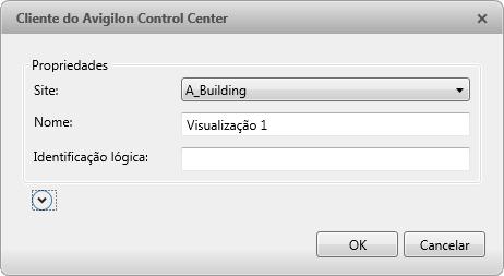 Avigilon Control Center Standard Web Client a. Selecionar o Local ao que a visualização deve ser adicionada. b. Dê um nome para a Visualização salva. c. Forneça uma ID lógica à Visualização salva.