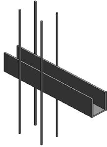 Figura 6 - Geometria dos pilares e viga utilizados no ensaio (dimensões em mm) Figura 7 - Geometria e vista isométrica do consolo metálico do tipo A (dimensões em mm) (a) Extremidade do pilar com
