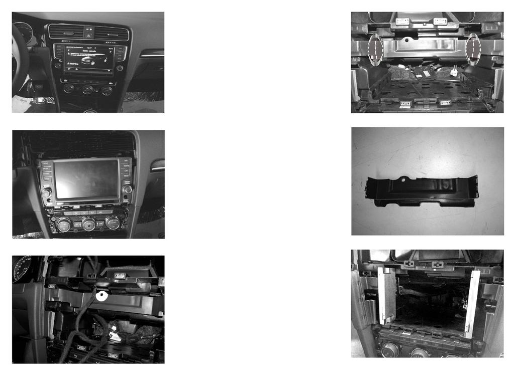 Manual de Instalação da Moldura 1. Imagem mostrando o rádio. 2. Cuidadosamente desencaixe a moldura do painel em volta do rádio original, e retire as saídas de ar e o aro metálico. 3.