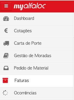 4.7 Faturas Para aceder à área das faturas o utilizador pode clicar na opção Faturas no menu do lado esquerdo da página 5.