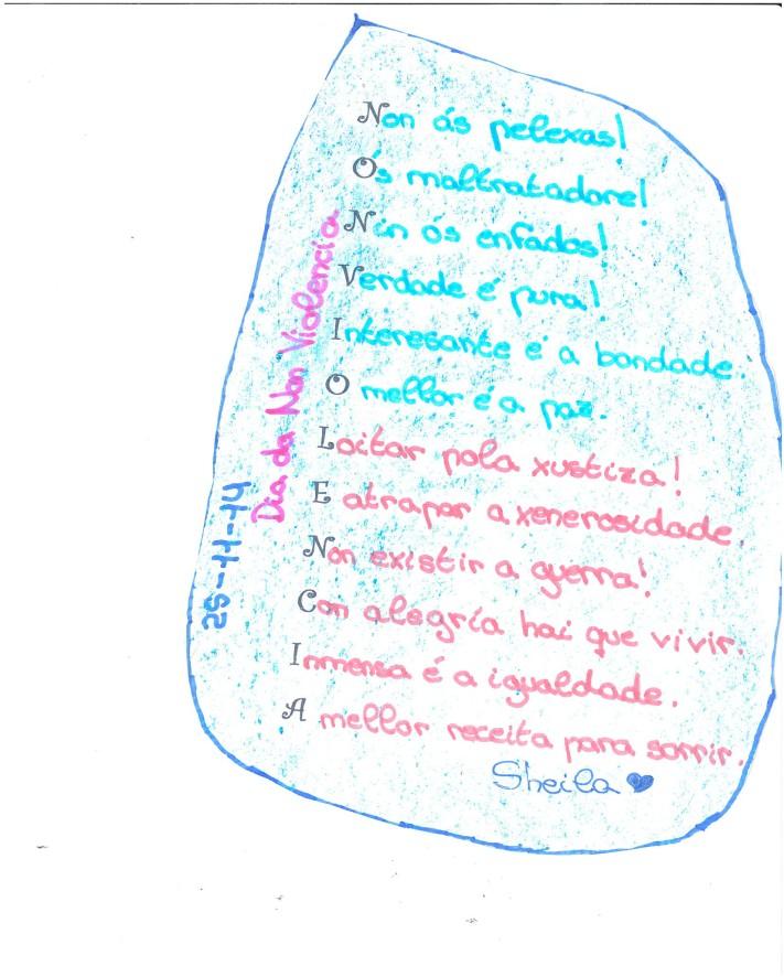 Ao chegar a súa casa, merendaba unha tableta de chocolate,tumbábase no sofá e acendía a television,estaba tan entretida que non se lembraba de facer os deberes nin de estudar; así facía todos os días.