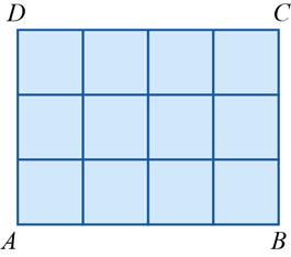Na figura, o quadrado [ABCD] representa um dos elementos de uma composição artística. Sabe-se que:. o quadrado [ABCD] tem de área 1 cm ;.