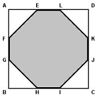 10. Seja o octógono EFGHIJKL inscrito num quadrado de 12cm de lado, conforme mostra a figura a seguir.