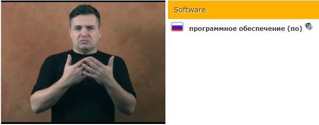 A Figura 8 apresenta o sinal da palavra software disponível somente na língua de sinais russa conhecida como RSL. Figura 8. Palavra Software em RSL Fonte: spreadthesign.