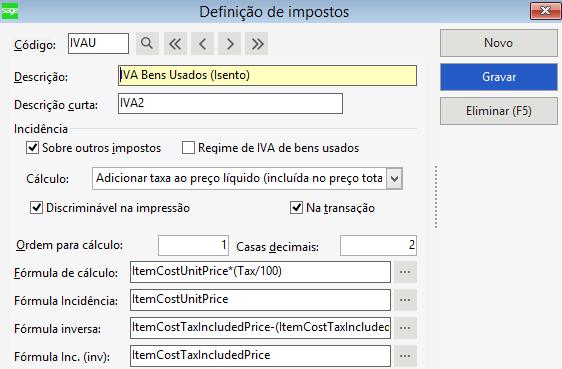 Para calcular o valor de incidência do IVA usando os valores com IVA, a fórmula deve ler o valor do lucro total com impostos incluídos e calcular o valor sem IVA - (TotalProfitValue/(1+(Tax/100))