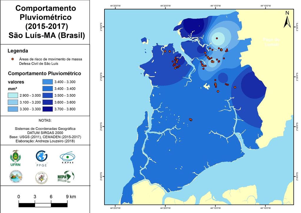 92 Mapa 15 - Comportamento pluviométrico entre 2015-2017 em São