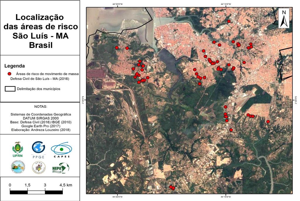 96 Mapa 17 Localização das áreas de risco em São