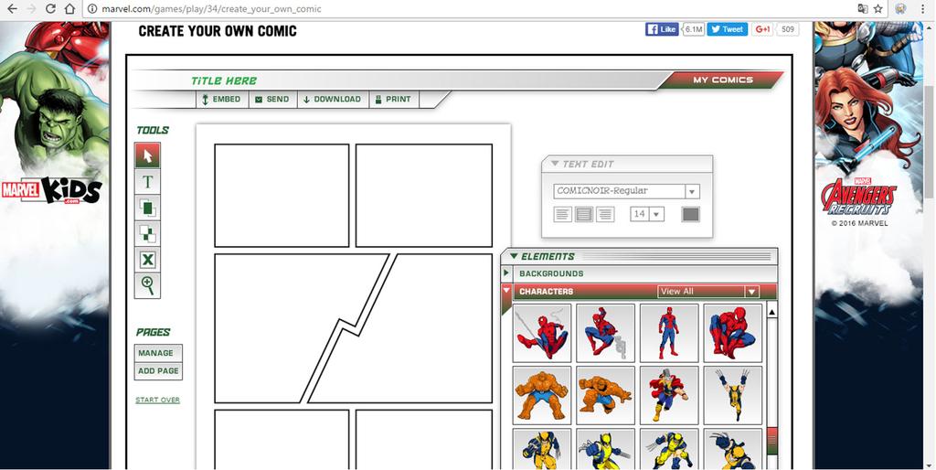 Figura 6 O Create Your Own Comic Oficina de criação de histórias em quadrinhos com o uso de software Fonte: Disponível em: http://marvel.
