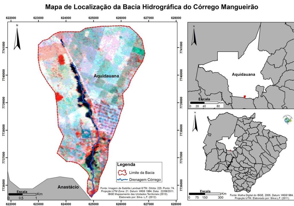 p.52 Materiais e métodos Área de estudo Área de estudo é a bacia hidrográfica do córrego Mangueirão, tributário do córrego João Dias, afluente do rio Aquidauana.