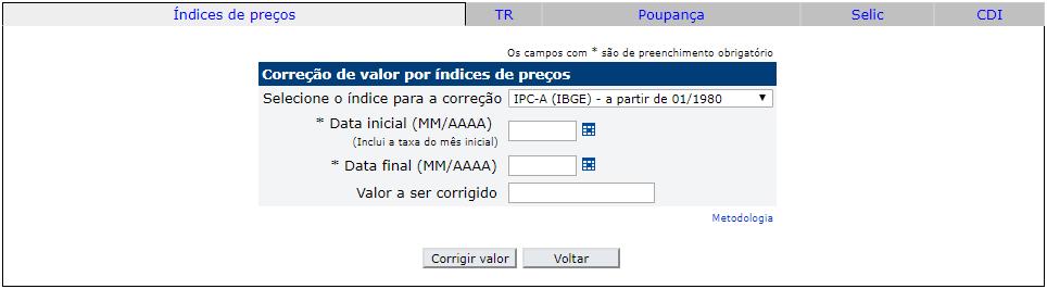 Cotas Correção de Valores BCB Calculador