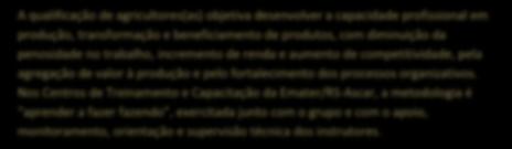 no trabalho, incremento de renda e aumento de competitividade, pela agregação de valor à produção e pelo fortalecimento dos processos organizativos.