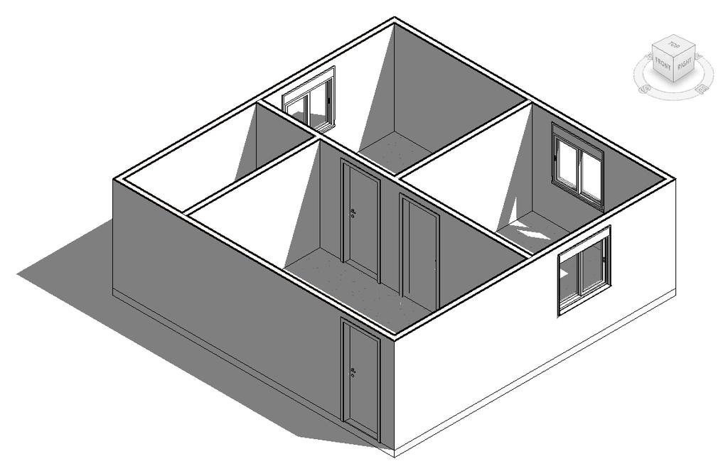 12 a). (b). (c). Figura 5: Imagens do protótipo base modelado no Revit Architecture 2015.3D externos (a,b) e 3D do pavimento térreo. (c). Fonte: Autor (a).
