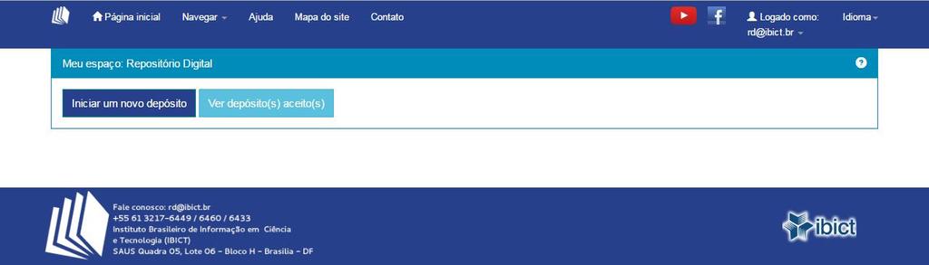 Guia de depósito de obras no RIDI Repositório Institucional Digital do IBICT Iniciar depósito