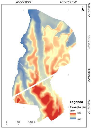 Proposta metodológica para a geração de modelo de elevação digital a partir de cartas topográficas: uma abordagem no contexto do projeto GeoDegrade 11 O MDE da área de estudo, a partir dos quatro