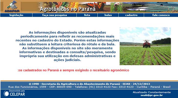 Figura 14: Sistema AGROTÓXICOS NO PARANÁ/ADAPAR 63 Fonte: