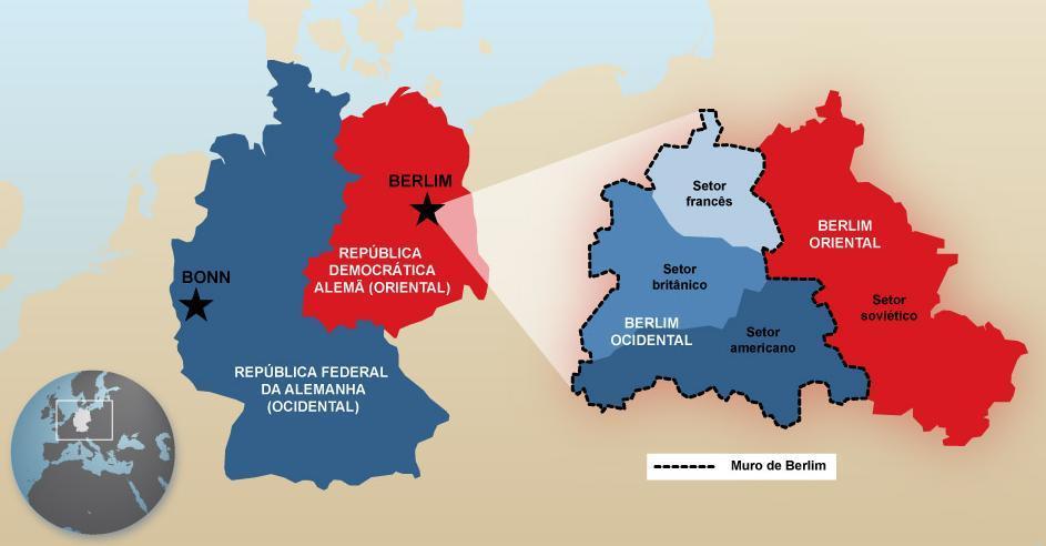 Divisão de Berlim Berlim, a capital, também foi dividida em Berlim Oeste e Berlim Leste.