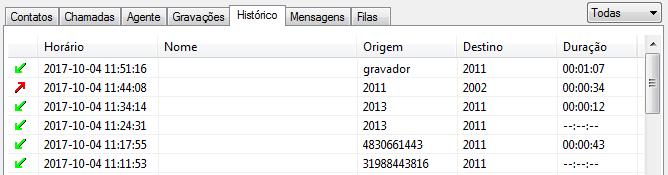 4.12. Aba Histórico Nesta aba é possível filtrar e localizar chamadas do ramal. 4.13.