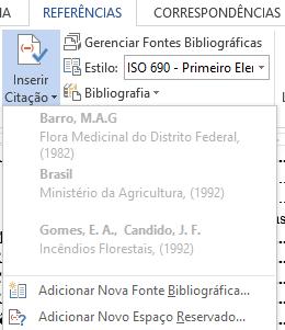 1. Clique em Inserir Citação para inserir no seguinte