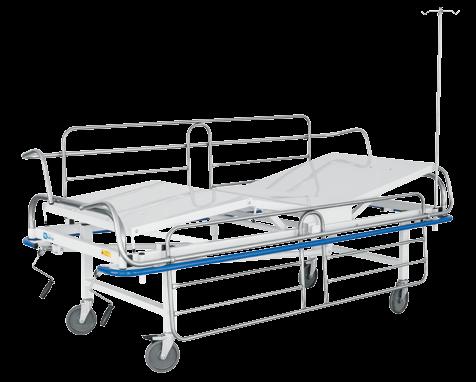 Camas MA-480 Cama de recuperação e UTI com 2 manivelas - Cabeceira, peseira e grades laterais com varanda de sustentação em tubo de aço inox de 25,4 x 1,2 mm escamoteáveis, sendo a cabeceira e