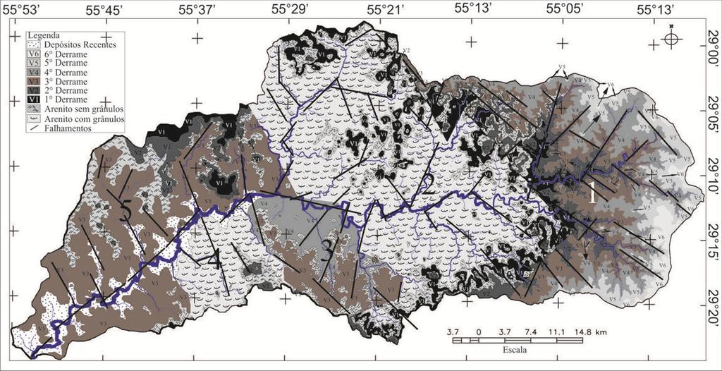 VIII Simpósio Nacional de Geomorfologia A bacia hidrográfica do Rio Itu foi dividida em cinco blocos, conforme identifica-se na Fig.