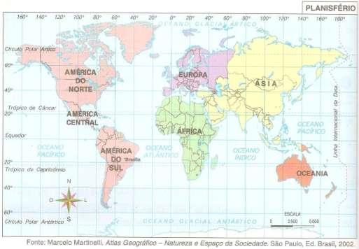 Para localizar um ponto na superfície terrestre, indicamos a latitude ( paralelo em que se encontra) e a longitude