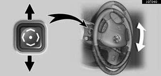 Para ajustar a profundidade da coluna de direção, aperte o interruptor de controle para a frente ou para trás, para posicioná-la conforme desejado.