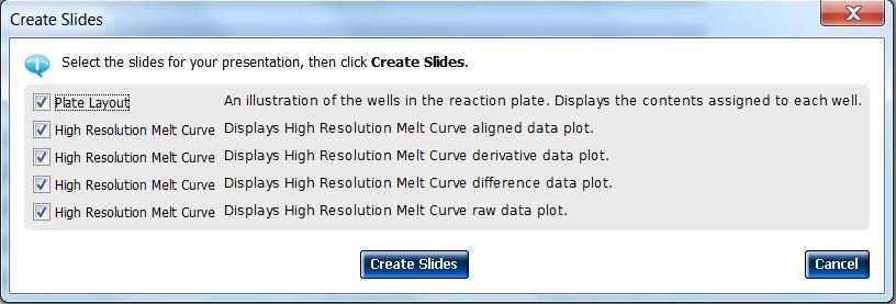 Para gerar um arquivo de power point com os gráficos de resultados, no menu superior, clique em Create Slides (Fig.