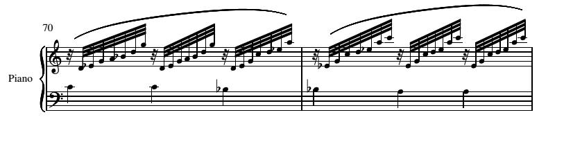 Figura 3. Idem - bars 42 49. The second section is formed by overlapping resonances with chords in the right hand.