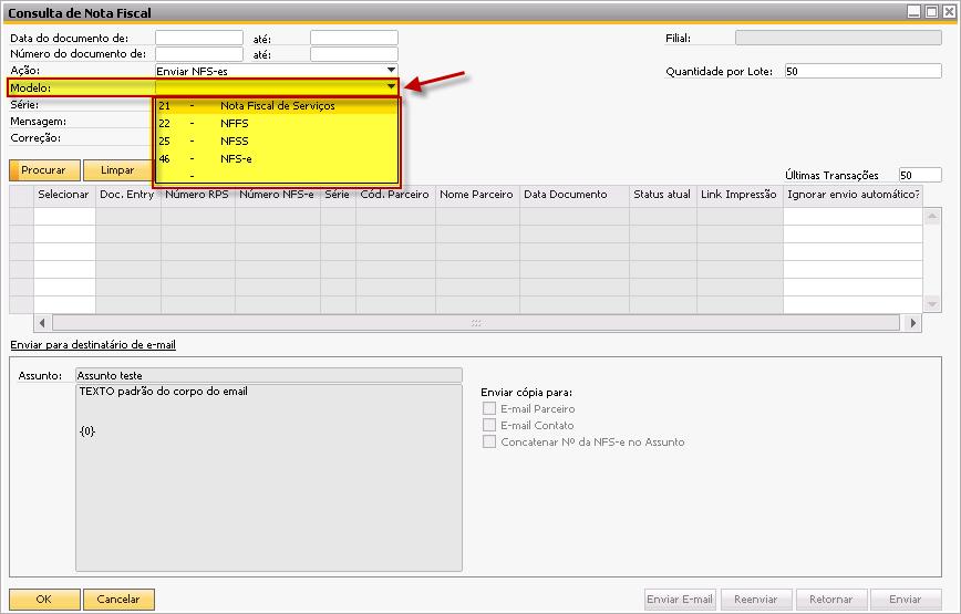 Tela 44 Selecione o modelo de nota fiscal Clique no botão Procurar.