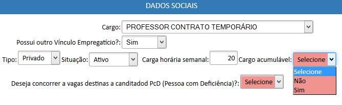 aposentado) e selecione se o cargo é