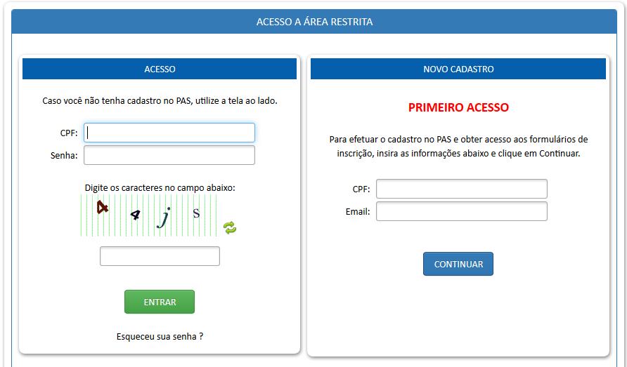 Ao acessar a plataforma PAS Processo de Atribuição Seduc/2017 pela primeira vez, independente de ser