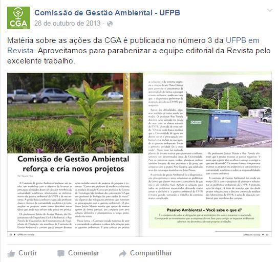 Fonte: Facebook (2014) A Tabela 33 abaixo mostra os resultados obtidos a partir das metas estabelecidas no PGLS, durante o semestre estudado: Tabela 33 Resultado das ações para Coleta Seletiva.