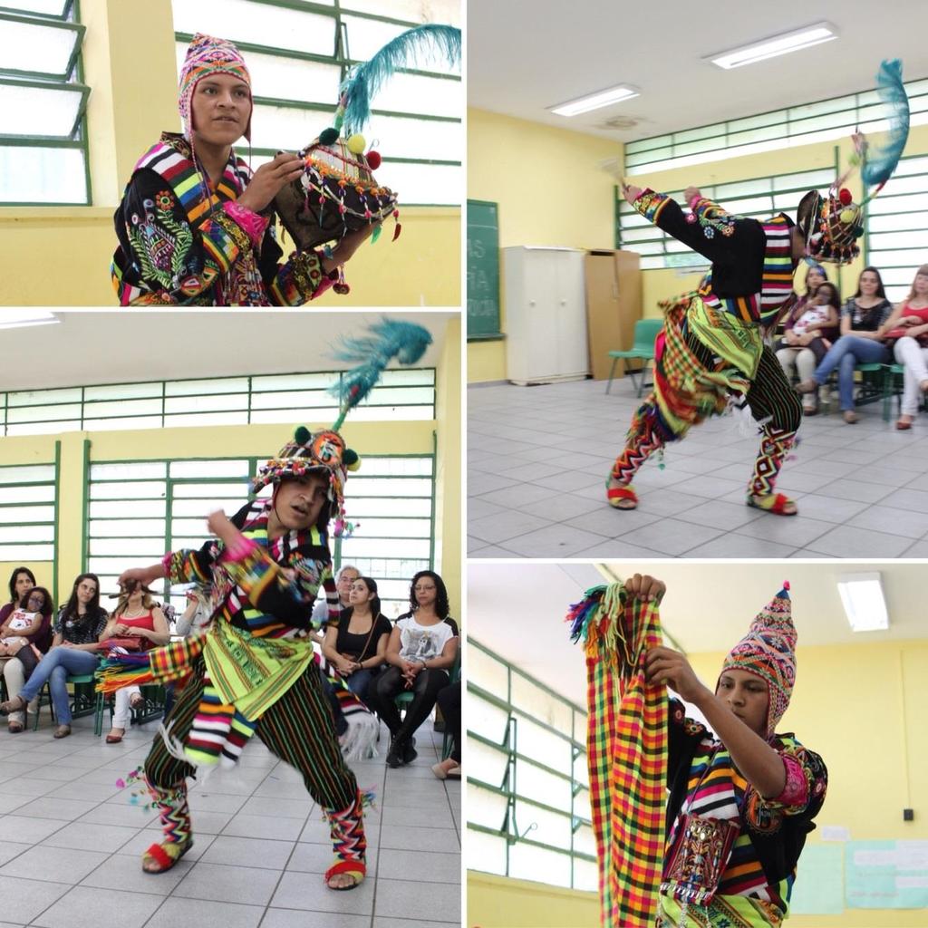Figura 1: o aluno Crystian realizando uma apresentação de dança e cultura boliviana. Fotografia: Patricia do Prado Oliveira, 2016. 5. REFERÊNCIAS BAENINGER, Rosana.