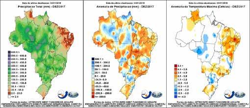 de 11 a 20/12/2017 Precipitação de 21 a 31/12/2017 Fonte:   INPE/CPTEC CONAB ACOMPANHAMENTO