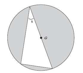Um dos lados do triângulo é um diâmetro de circunferência. Qual das epressões seguintes representa, em função de, a área da parte sombreada. π (A) π sen( ) (B) sen( ) (C) π sen( ) (D) sen( ) π.