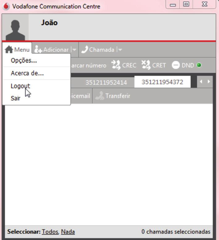 Figura 7. Logout Também pode optar por clicar com o botão direito do rato no ícone do e-phone que está na Windows System Tray e seleccionar Logout.