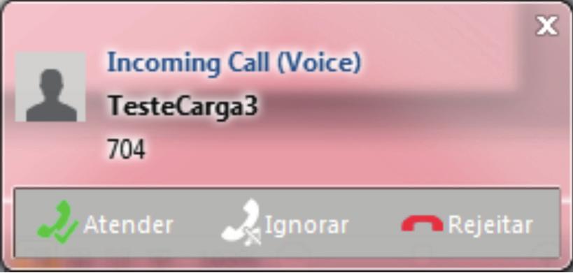 5.2. Receber uma Chamada de Voz Quando receber uma chamada de voz aparecerá uma janela no ecrã para o informar que está a receber uma chamada.