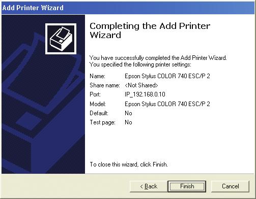 Wizard menambah printer (Lanjutan) Dengan memilih tidak membagi printer, setiap sistem akan mencetak ke print server secara langsung.