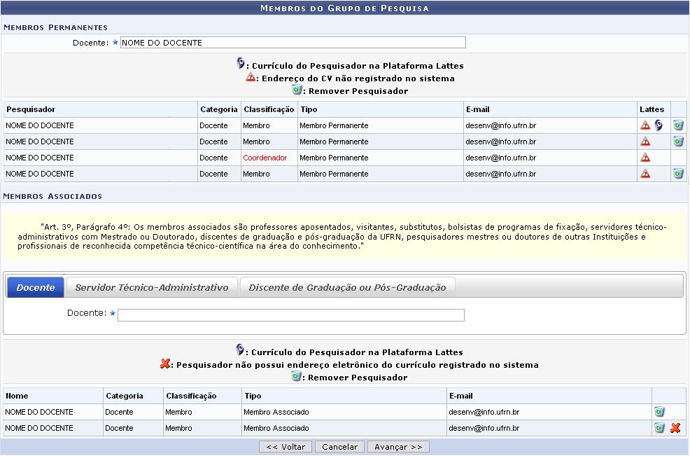 Digitando as primeiras letras, o sistema disponibiliza uma lista com os prováveis