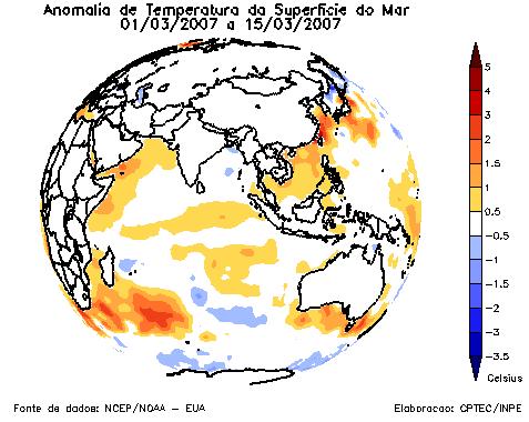 PREVISÃO CLIMÁTICA Não há mais a configuração do El-Niño durante os primeiros dias de março.