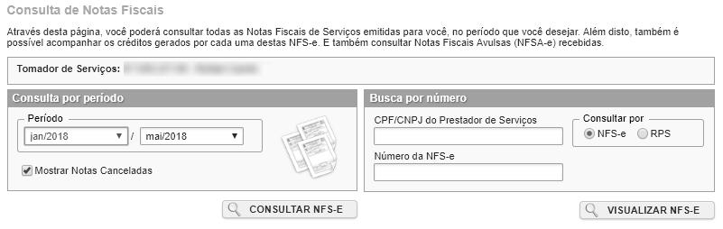 Página 23 de 32 8. Consulta das NFS-e Recebidas Para consultar as NFS-e recebidas, clique no menu Consulta de NFS-e.
