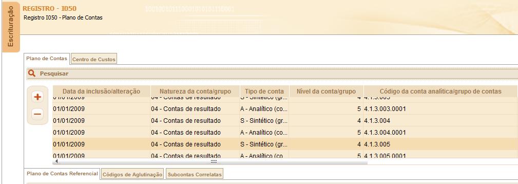 RegisECDtro I050 - Plano de Contas Preenchimento dos