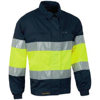 Elástico na cintura / Amarelo / 0602032 EN ISO 20471 CLASSE 1 Blusão de alta visibilidade - 65% poliéster e 35% algodão - Fitas refletoras - Bolsos no