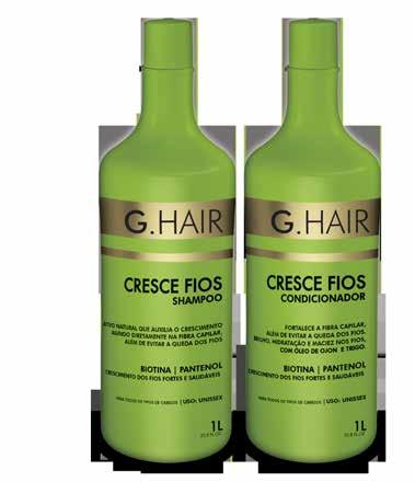 Cresce Fios A linha Cresce Fios da G.Hair hidrata o cabelo e fortalece os fios, proporcionando um crescimento saudável e auxiliando no combate à queda.