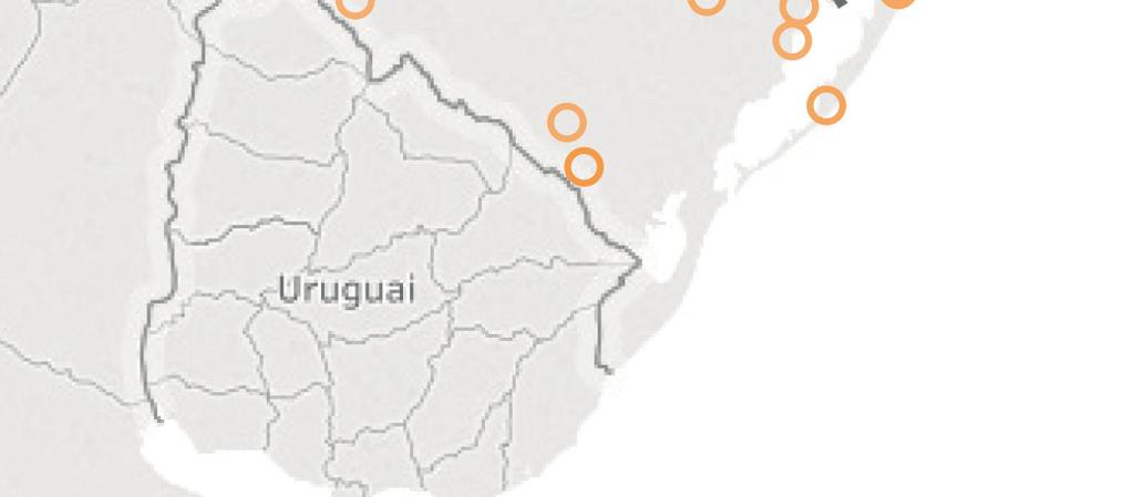 Estado de São Paulo e nas proximidades da fronteira do Brasil com a Argentina.