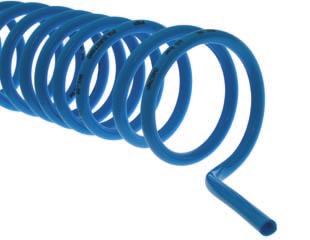 Tubo espiral de poliuretano Caracteristicas Excelente flexibilidade e retorno para sua forma original Leves, com força mecânica superior e excelente resistência abrasiva, ao frio e calor.