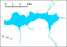 A figura 5 abaixo ilustra o padrão dendrítico do reservatório do Lobo. Figura 5. Imagem da formação dendrítica do reservatório do Lobo. Retirado de http://www.shs.eesc.usp.br/crhea/represa-lobo.asp.