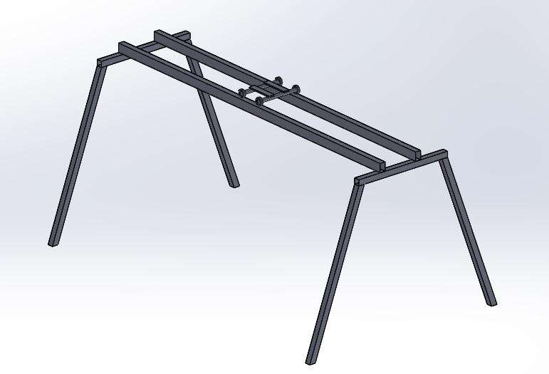 O primeiro (Figura 2) usa como base o exemplo das pontes rolantes onde temos uma estrutura de ponte com um dispositivo de suspensão que se move horizontalmente pelo caminho da estrutura.