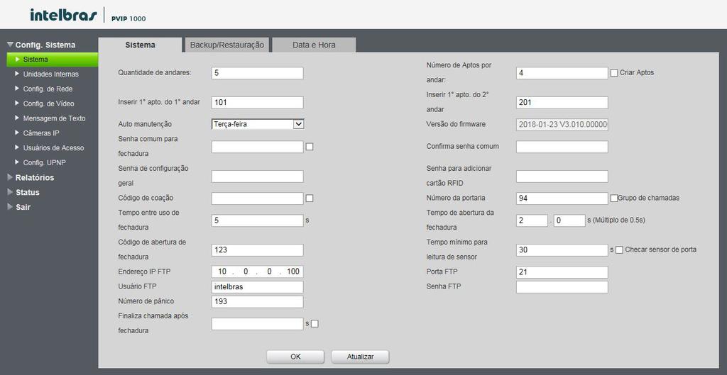 Usuário da interface web (CVIP): entre com o usuário da interface web para autenticação ao CVIP (padrão de fábrica: svip).