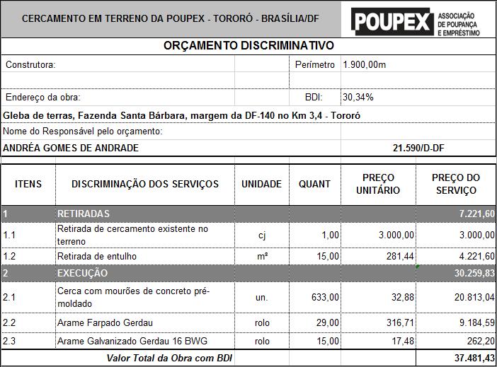 ANEXO II PLANILHA DE ORÇAMENTO